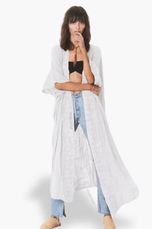 Kimono damskie brązowo-białe