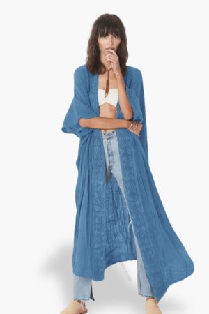 Kimono damskie brązowo‑niebieskie