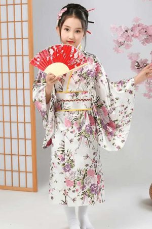Kimono japońskie dla dziewczynki białe