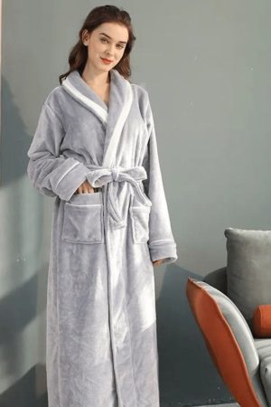 Szlafroki kąpielowe damskie eleganckie szare