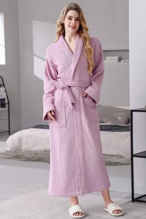 Szlafroki kąpielowe damskie plus size fioletowe